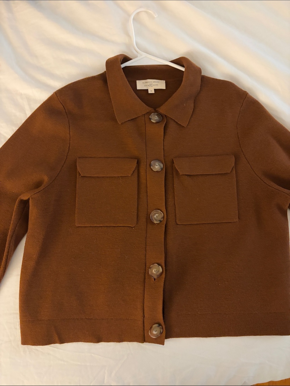 Sezane “Betty” Cardigan — Brown Wool-Blend Button Cardigan Jacket - Picture 3 of 5